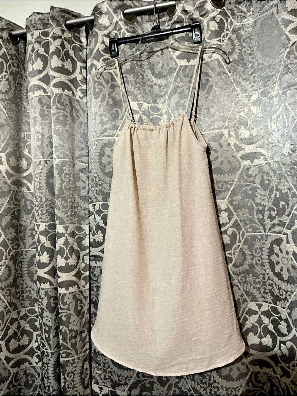 Zenana Woven Airflow Mini Dress Beige Small NWT